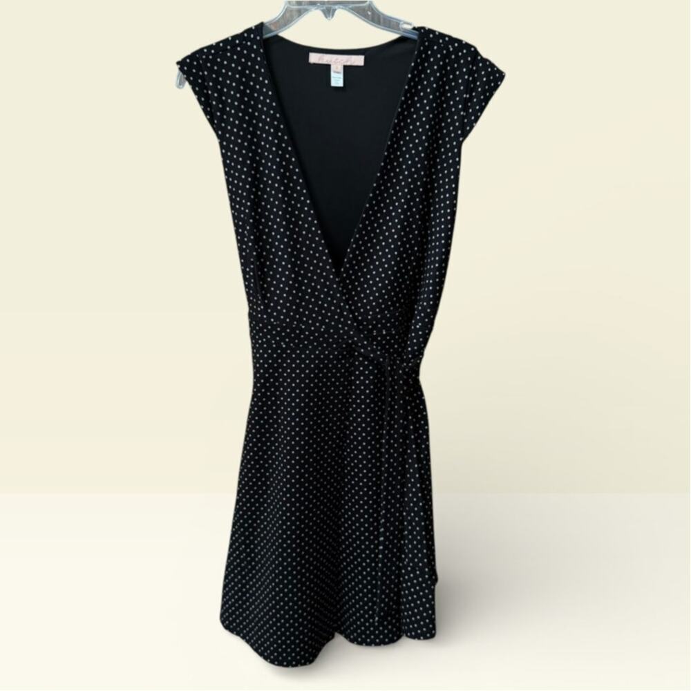 Hutch Anthropologie Polka Dot Wrap Dress Size Small Black White Stretch Capsule
